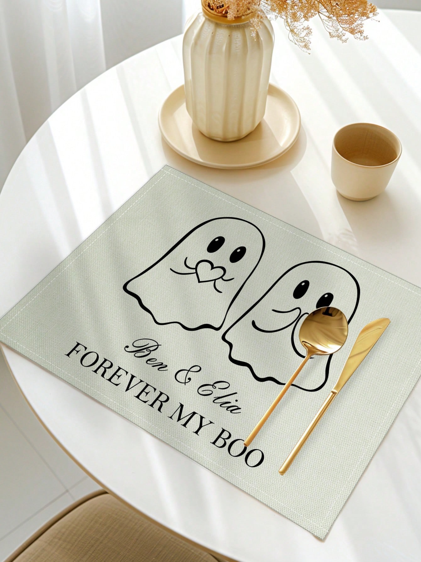 Custom Halloween Ghost Pattern Placemats